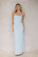 Florida Frill Maxi Dress - Baby Blue