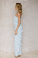 Florida Frill Maxi Dress - Baby Blue