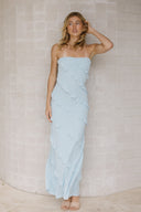 Florida Frill Maxi Dress - Baby Blue