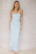 Florida Frill Maxi Dress - Baby Blue