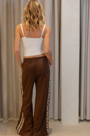 Leopard Stripe Track Pants - Chocolate