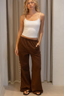 Leopard Stripe Track Pants - Chocolate