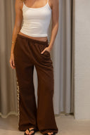 Leopard Stripe Track Pants - Chocolate
