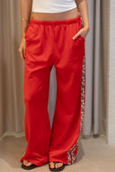 Leopard Stripe Track Pants - Red